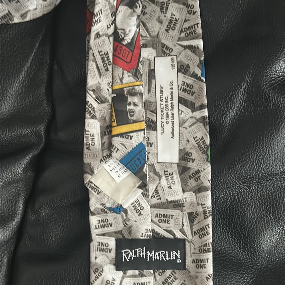 Ralph Marlin Admit One Ticket Print Tie